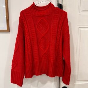 Sanctuary Red roll neck chunky knit Sweater large